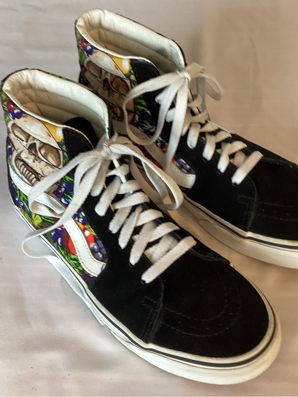 Vans Sk8-Hi Fruit Skull Black High Top Sneakers Mens 6.5 Womens 8 VN0005U9BA2